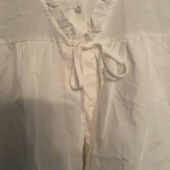 White Ruffle Tie-Front Top - Picture 3 of 4